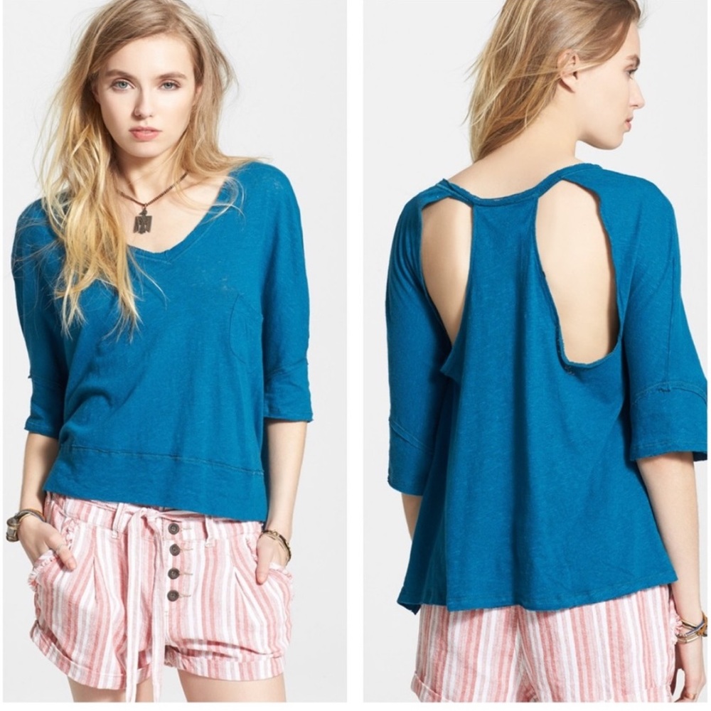 Free People cut-out short sleeve tee, size small